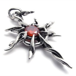 Ciondolo In Titanio Con Diamante Rosso