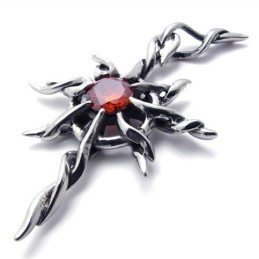 Ciondolo In Titanio Con Diamante Rosso