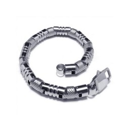 Bracciale Rigido Da Uomo In Argento 316L E Titanio Puro