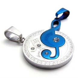 Ciondolo In Titanio Con Note Musicali Blu