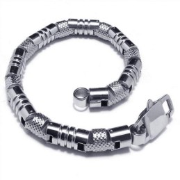 Bracciale Rigido Da Uomo In Argento 316L E Titanio Puro