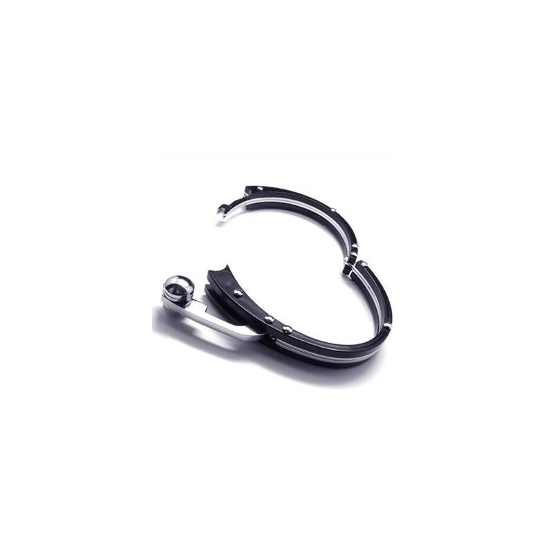 Bracciale Rigido Da Uomo In Titanio Puro Con Ciondolo In Argento Nero Bracciale Rigido Da Uomo In Titanio Puro Con Ciondolo In Argento Nero