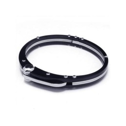 Bracciale Rigido Da Uomo In Titanio Puro Con Ciondolo In Argento Nero