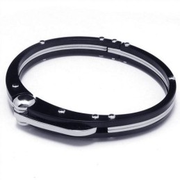 Bracciale Rigido Da Uomo In Titanio Puro Con Ciondolo In Argento Nero