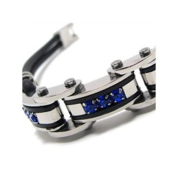 Bracciale Da Uomo In Gomma Di Titanio Puro, Blu, Nero E Argento