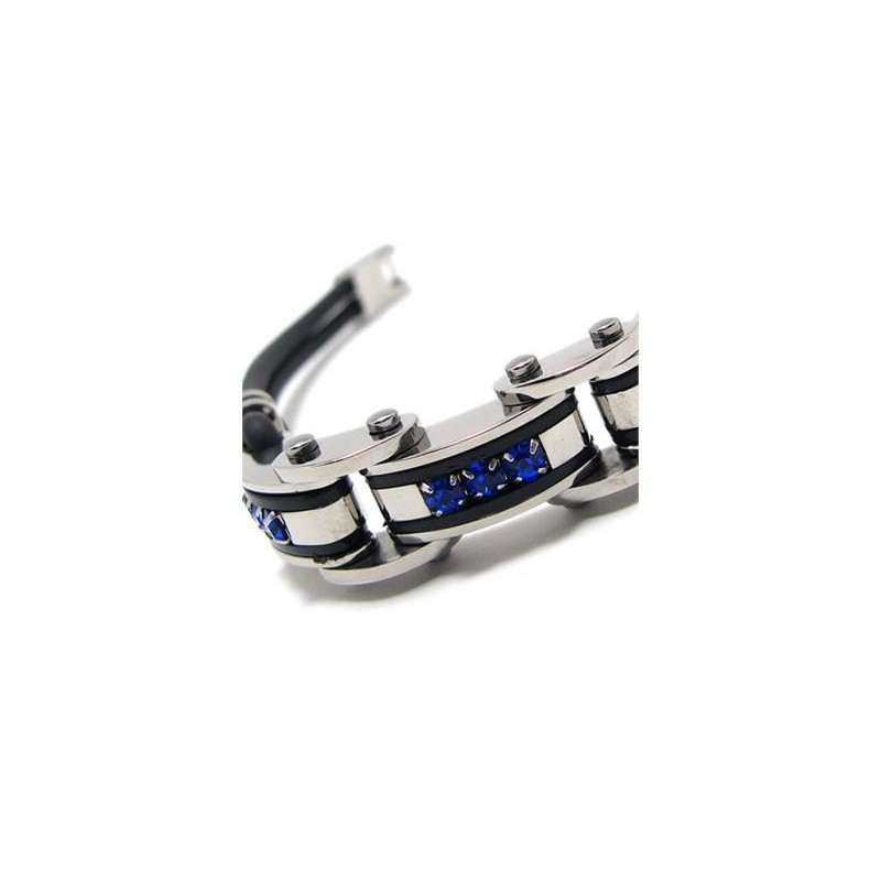 Bracciale Da Uomo In Gomma Di Titanio Puro, Blu, Nero E Argento Bracciale Da Uomo In Gomma Di Titanio Puro, Blu, Nero E Argento