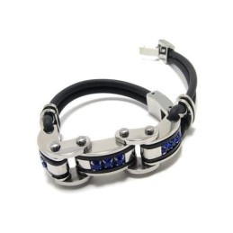 Bracciale Da Uomo In Gomma Di Titanio Puro, Blu, Nero E Argento