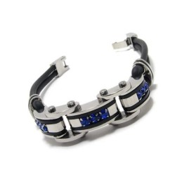 Bracciale Da Uomo In Gomma Di Titanio Puro, Blu, Nero E Argento