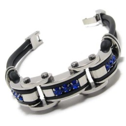 Bracciale Da Uomo In Gomma Di Titanio Puro, Blu, Nero E Argento