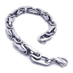 Bracciale Con Ciondolo A Maglie In Titanio Puro Argento Da Uomo E Ragazzo