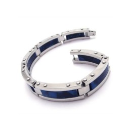 Bracciale Rigido Da Uomo In Gomma Di Titanio Puro Argento Blu