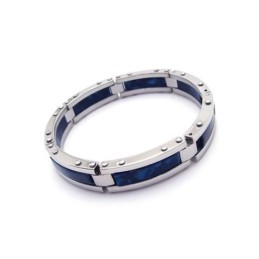 Bracciale Rigido Da Uomo In Gomma Di Titanio Puro Argento Blu
