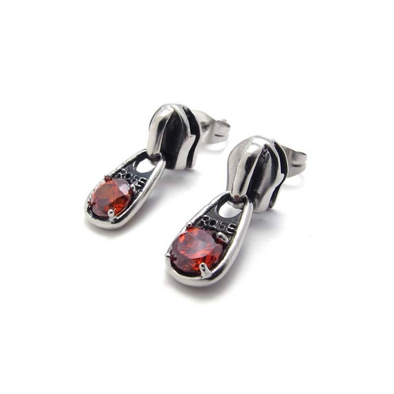 Orecchini In Titanio Con Diamanti Rossi Orecchini In Titanio Con Diamanti Rossi