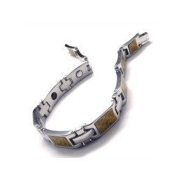 Bracciale Magnetico Da Uomo In Titanio Puro Dorato E Argento