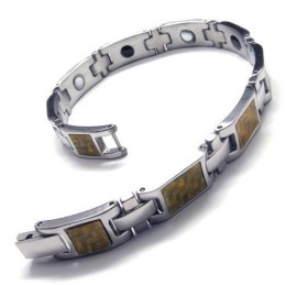 Bracciale Magnetico Da Uomo In Titanio Puro Dorato E Argento