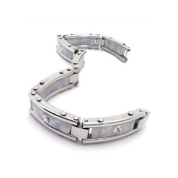 Bracciale Da Uomo In Titanio Puro Argento Bianco E Gomma