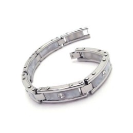 Bracciale Da Uomo In Titanio Puro Argento Bianco E Gomma