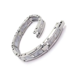 Bracciale Da Uomo In Titanio Puro Argento Bianco E Gomma