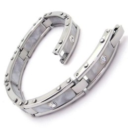 Bracciale Da Uomo In Titanio Puro Argento Bianco E Gomma