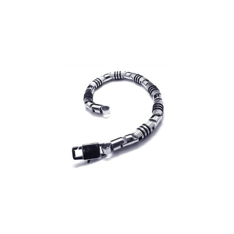 Bracciale Rigido Da Uomo In Titanio Puro 316L Nero E Argento Bracciale Rigido Da Uomo In Titanio Puro 316L Nero E Argento