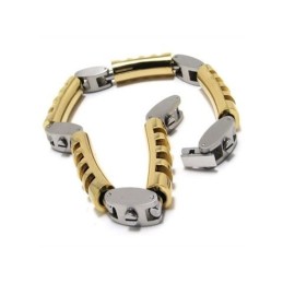 Bracciale Da Uomo E Ragazzo In Titanio Puro Con Ciondolo In Argento Dorato