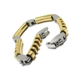 Bracciale Da Uomo E Ragazzo In Titanio Puro Con Ciondolo In Argento Dorato