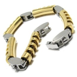 Bracciale Da Uomo E Ragazzo In Titanio Puro Con Ciondolo In Argento Dorato