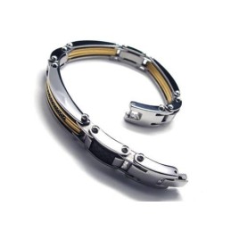 Bracciale Con Ciondolo In Titanio Puro Argento Dorato Da Uomo, Nuovo