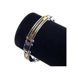 Bracciale Con Ciondolo In Titanio Puro Argento Dorato Da Uomo, Nuovo