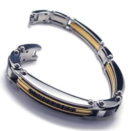 Bracciale Con Ciondolo In Titanio Puro Argento Dorato Da Uomo, Nuovo