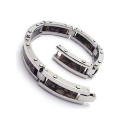 Bracciale Rigido Da Uomo In Gomma Di Titanio Puro Nero Con Ciondolo