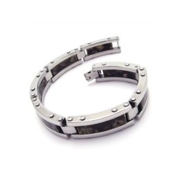 Bracciale Rigido Da Uomo In Gomma Di Titanio Puro Nero Con Ciondolo