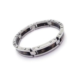 Bracciale Rigido Da Uomo In Gomma Di Titanio Puro Nero Con Ciondolo