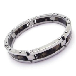 Bracciale Rigido Da Uomo In Gomma Di Titanio Puro Nero Con Ciondolo