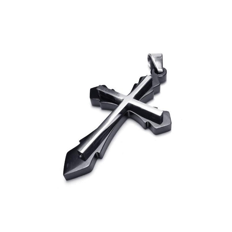Collana Con Ciondolo A Croce In Titanio Puro Nero Da Uomo (Nuova) Collana Con Ciondolo A Croce In Titanio Puro Nero Da Uomo (Nuova)