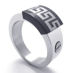 Anello In Titanio Con Accenti Neri