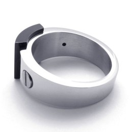 Anello In Titanio Con Accenti Neri