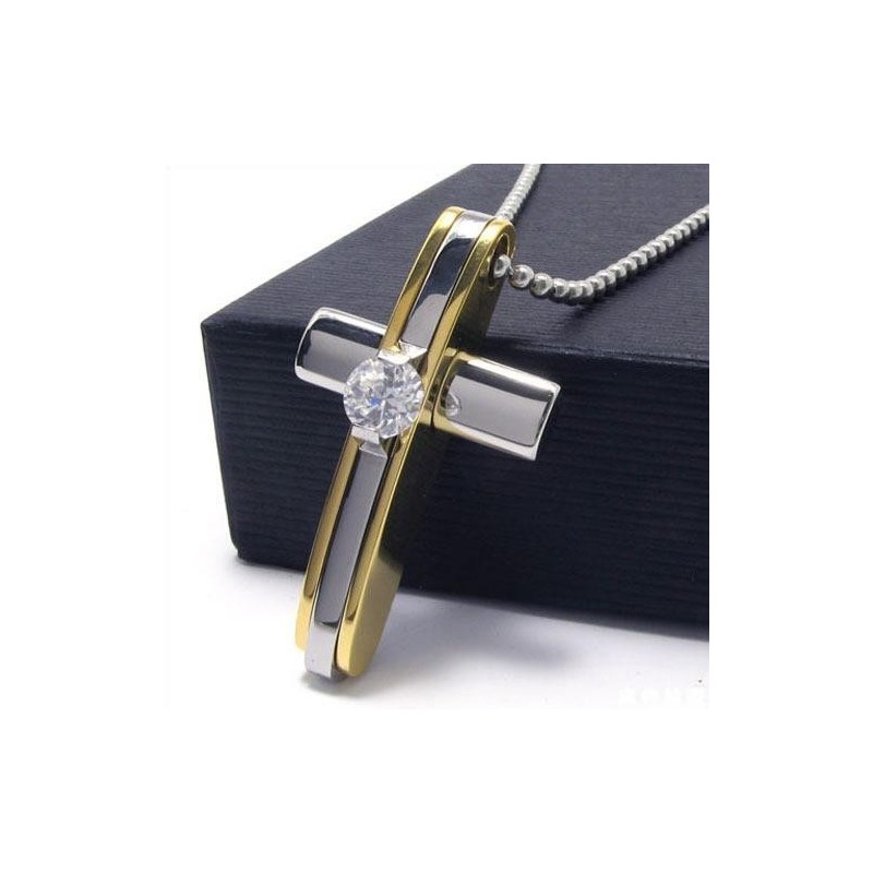 Collana Con Ciondolo A Croce In Titanio Puro Dorato Da Uomo E Ragazzo Collana Con Ciondolo A Croce In Titanio Puro Dorato Da Uomo E Ragazzo