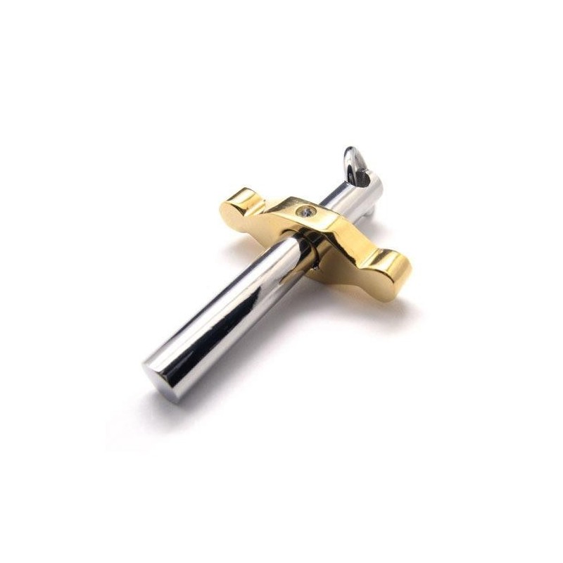 Collana Con Ciondolo A Croce In Titanio Puro Dorato E Argento Collana Con Ciondolo A Croce In Titanio Puro Dorato E Argento