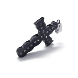 Collana Con Ciondolo A Croce In Titanio Puro Nero Da Uomo