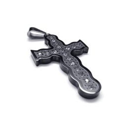 Collana Con Ciondolo A Croce In Titanio Puro Nero Da Uomo