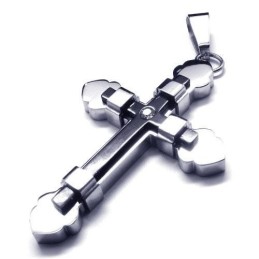 Collana Con Ciondolo A Croce In Titanio Puro Argento Nero Da Uomo