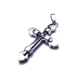 Collana Con Ciondolo A Croce In Titanio Puro Argento Nero Da Uomo