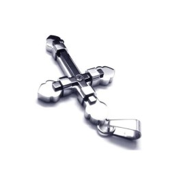 Collana Con Ciondolo A Croce In Titanio Puro Argento Nero Da Uomo