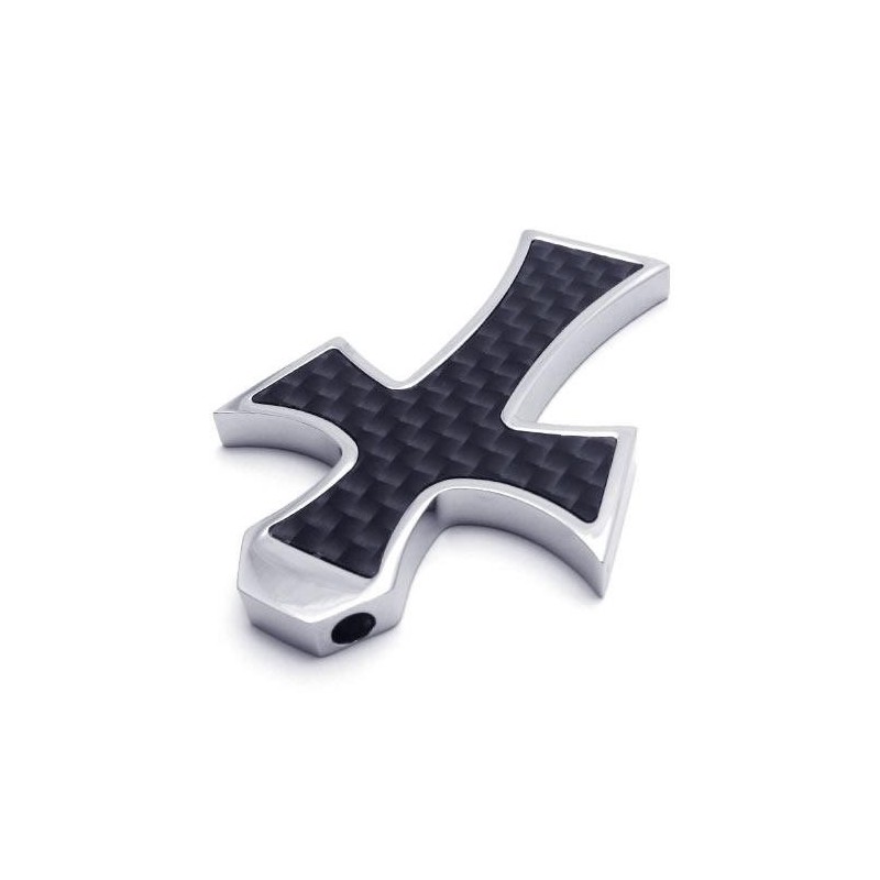 Collana Con Ciondolo A Croce In Titanio Puro Argento Nero Da Uomo Collana Con Ciondolo A Croce In Titanio Puro Argento Nero Da Uomo
