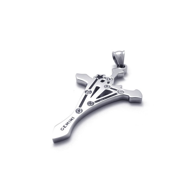 Ciondolo Gemelli In Titanio Con Strass Ciondolo Gemelli In Titanio Con Strass