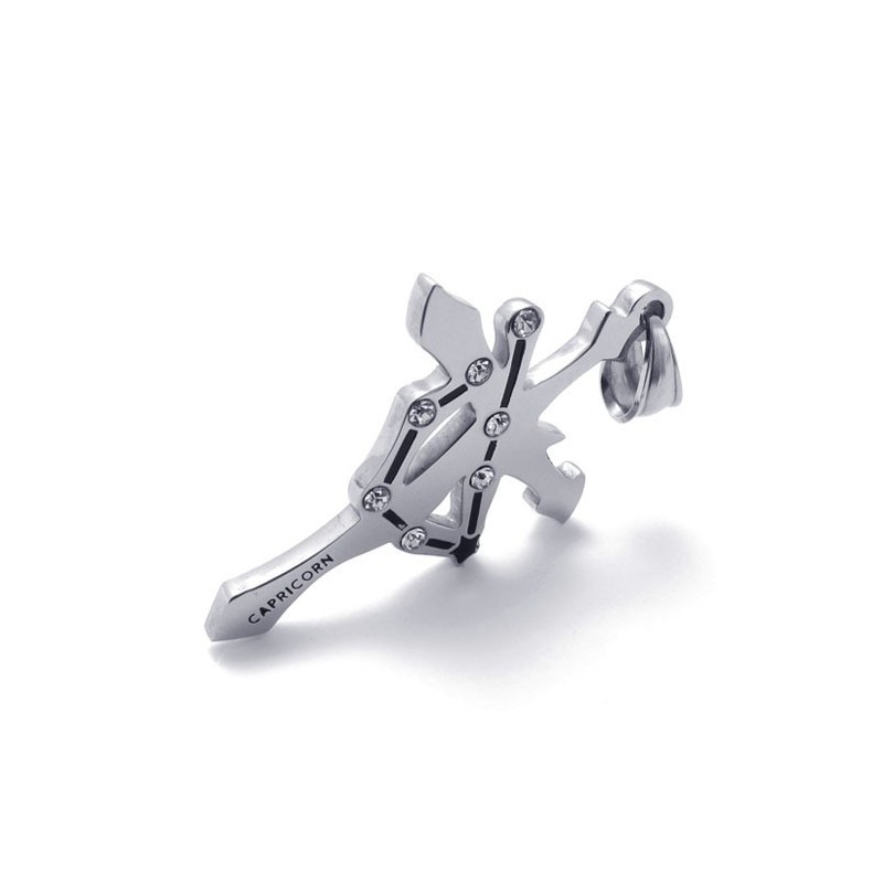 Ciondolo Capricorno In Titanio Con Strass Ciondolo Capricorno In Titanio Con Strass