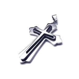 Collana Con Ciondolo A Croce In Titanio Puro Argento Nero Da Uomo