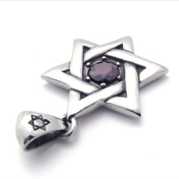 Ciondolo In Titanio Lucky Star Con Zircone Rosso