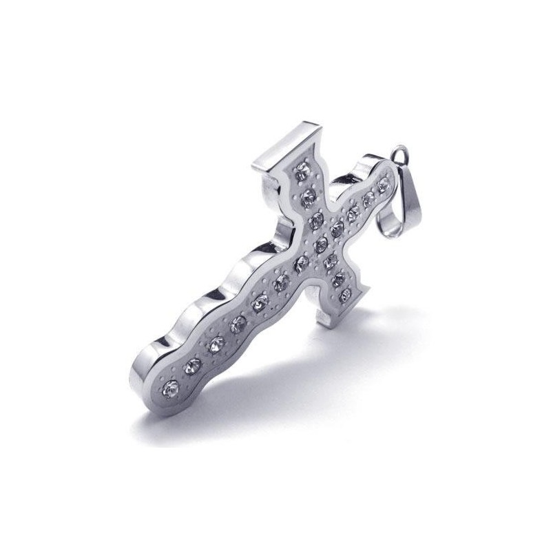Collana Con Ciondolo A Croce In Titanio Puro E Argento Da Uomo (Nuova) Collana Con Ciondolo A Croce In Titanio Puro E Argento Da Uomo (Nuova)